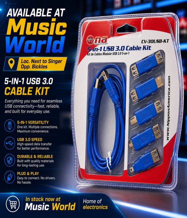 Nippon America 5-in-1 USB 3.0 Cable Kit