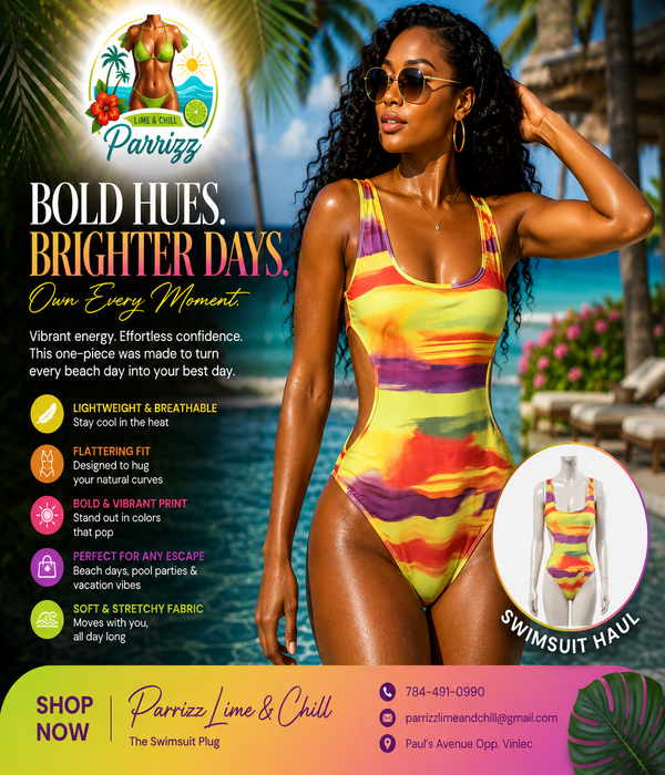 Sunset Watercolor Cut-Out One-Piece Swimsuit