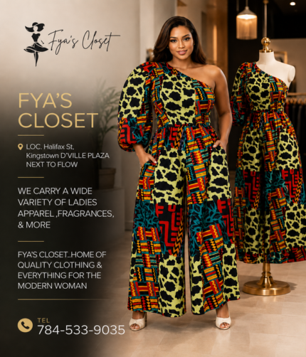 African Print One-Shoulder Wide-Leg Jumpsuit - Image 1