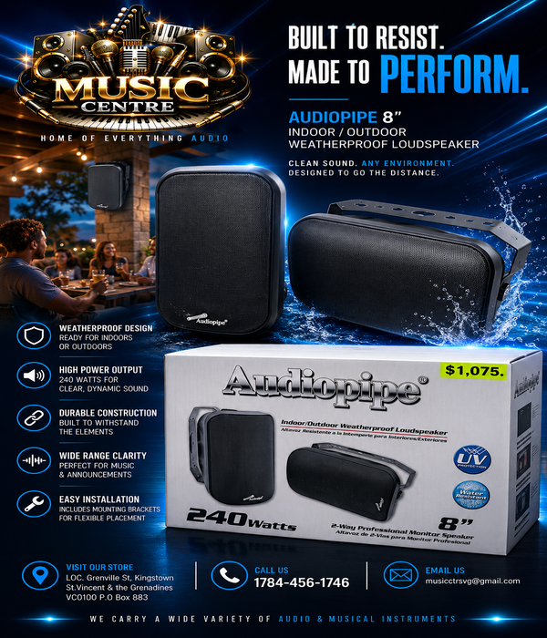 Audiopipe 8'' Indoor Outdoor Weatherproof Loudspeakers