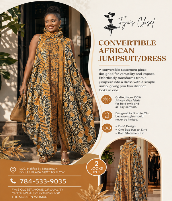 Convertible African Print Jumpsuit & Dress