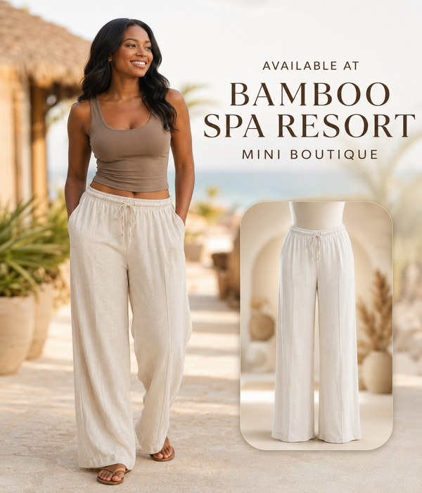 Cream Wide-Leg Lounge Pants