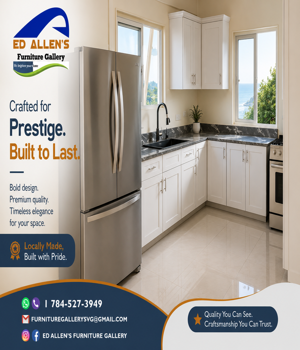 EAF Modern Kitchen Cabinet Set (White & Gray Countertops)
