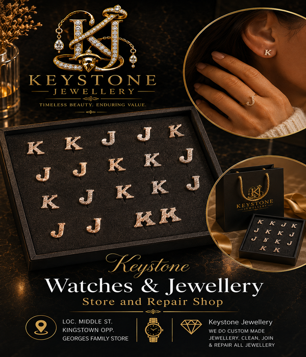 Keystone Jewellery Gold Initial Letter Stud Earrings Collection