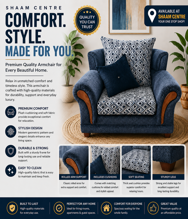 Modern Fabric Accent Armchair with Geometric Cushions