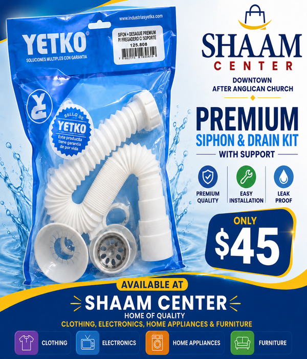 Yetko Premium Sink Siphon & Drain Kit with Support