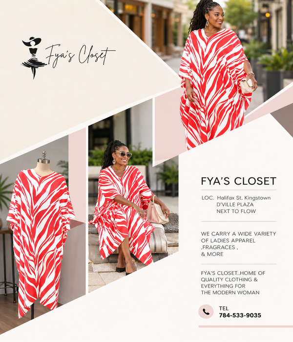 Zebra Print Kaftan Dress