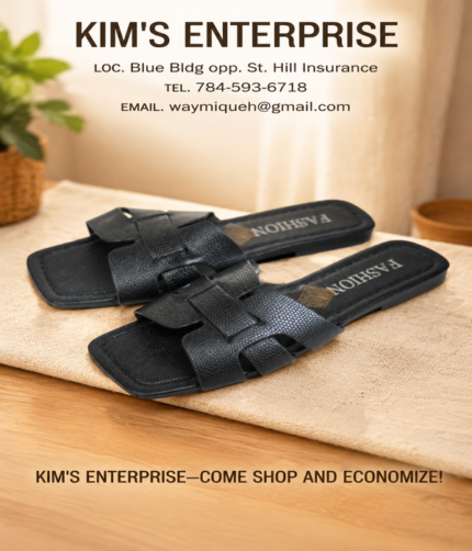 Black H-Strap Ladies' Slide Sandals - Image 1