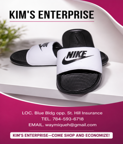 Kim's Enterprise- Black & White Nike Slide Sandals - Image 1