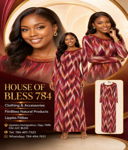 Long-Sleeve Abstract Print Maxi Dress