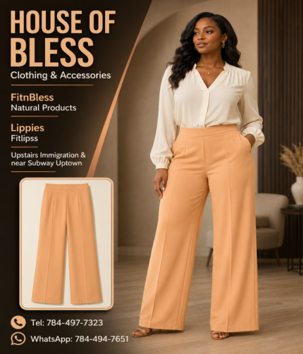 Peach Wide-Leg Dress Pants - Image 1