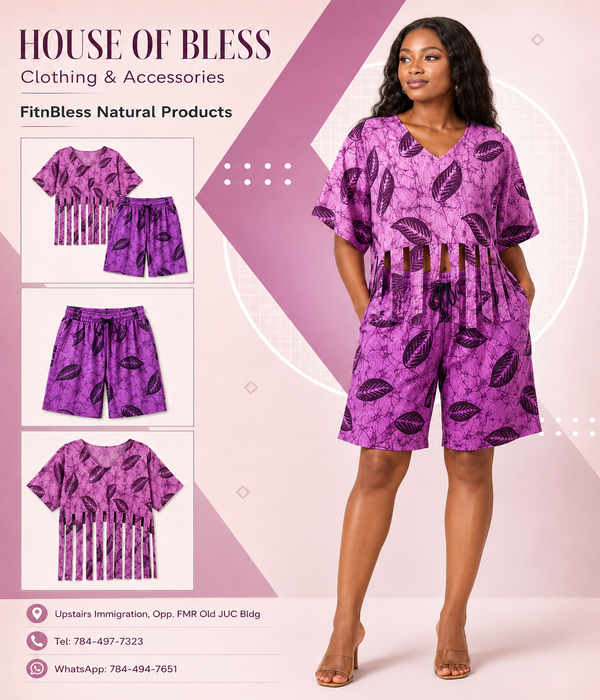 Purple Two-Piece Shorts Set