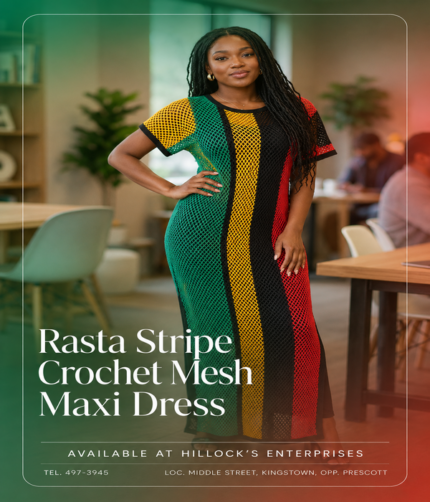 Rasta Stripe Crochet Mesh Maxi Dress - Image 1