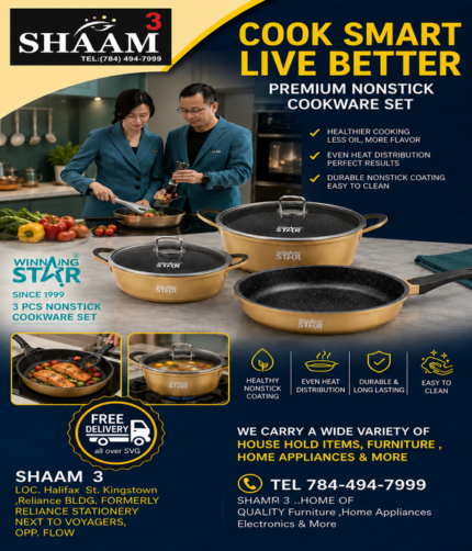 Shaam 3 - Winning Star 3-Piece Non-Stick Cookware Set - Image 1